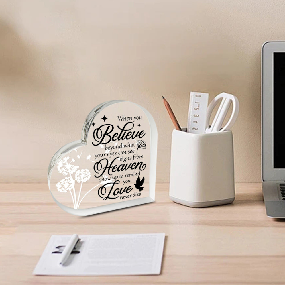 Memorial Heart With Gift Box - Acrylic Dandelion In Wind