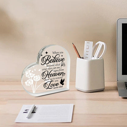 Memorial Heart With Gift Box - Acrylic Dandelion In Wind