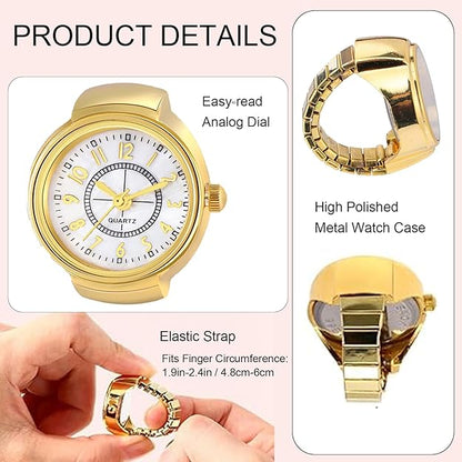 Gold Stainless Steel Quartz Ring Watch