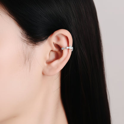 Moissanite Rhodium-Plated Cuff Earrings