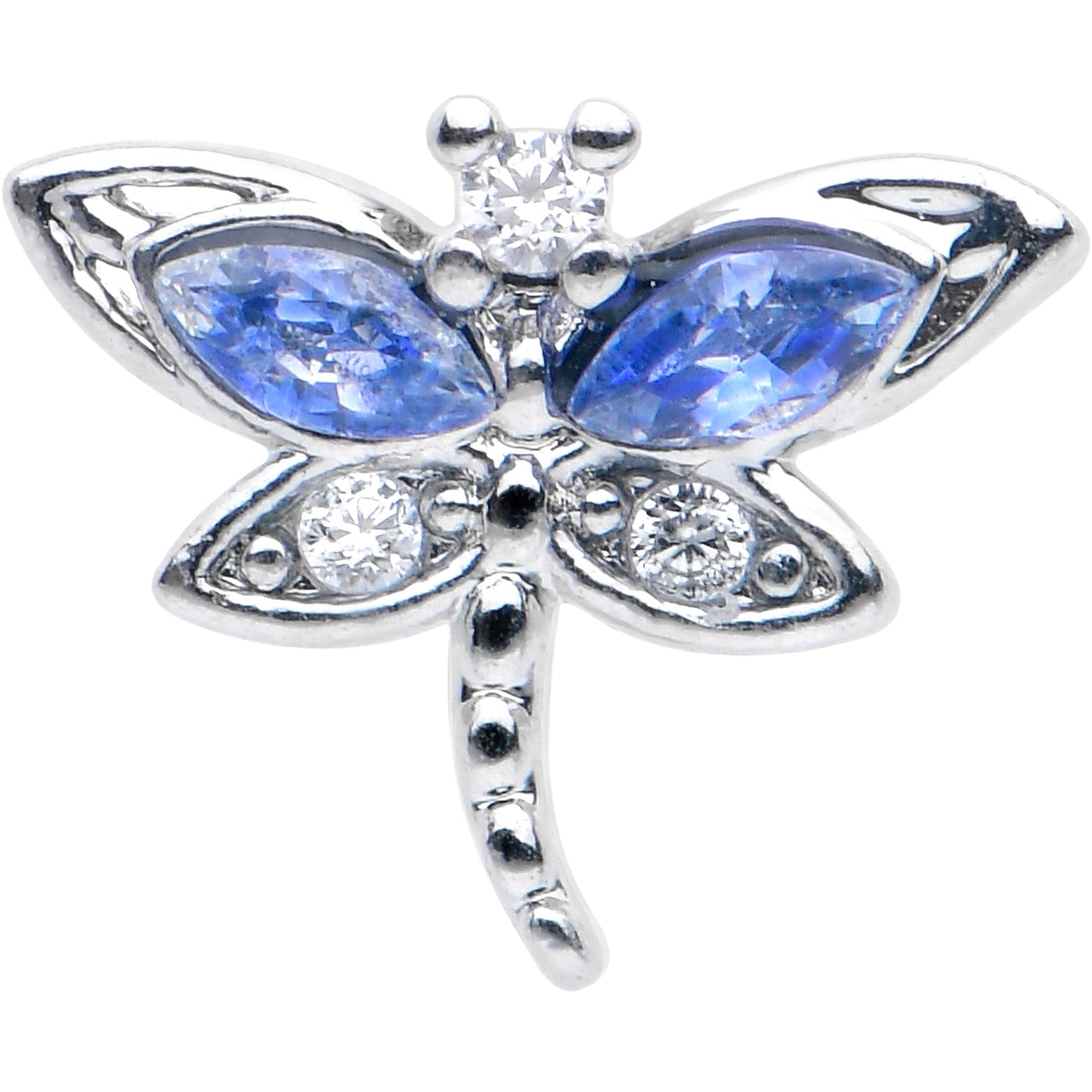16G 1/4 Blue CZ Gem Dragonfly Style Cartilage Tragus Earring