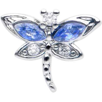 16G 1/4 Blue CZ Gem Dragonfly Style Cartilage Tragus Earring