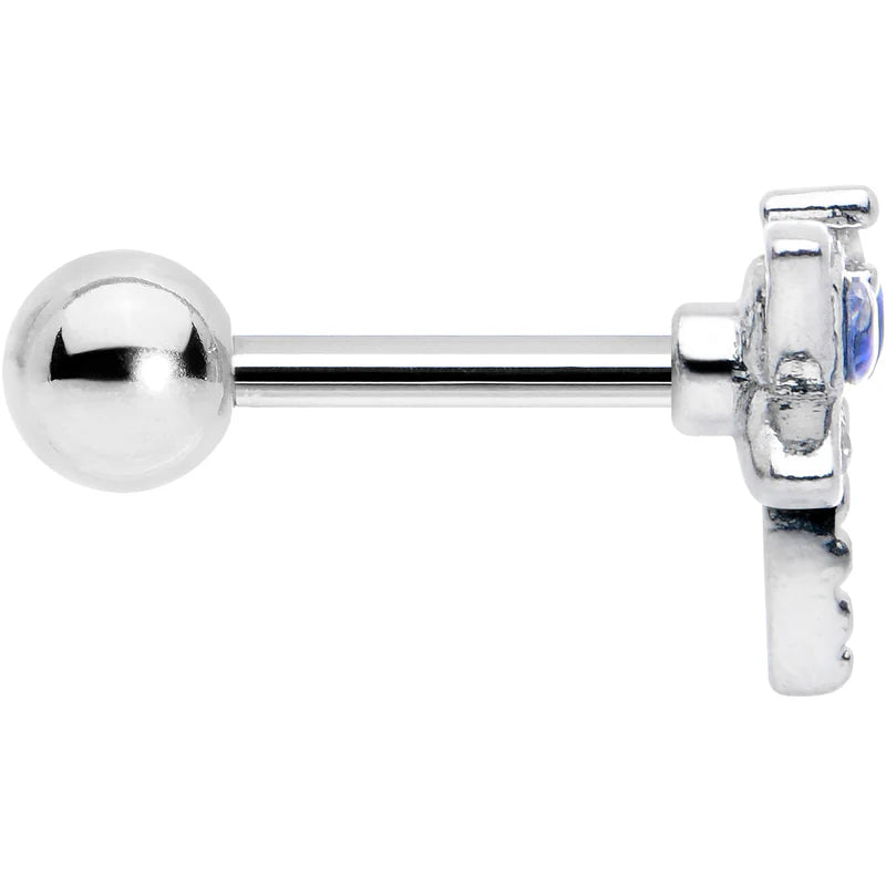 16G 1/4 Blue CZ Gem Dragonfly Style Cartilage Tragus Earring