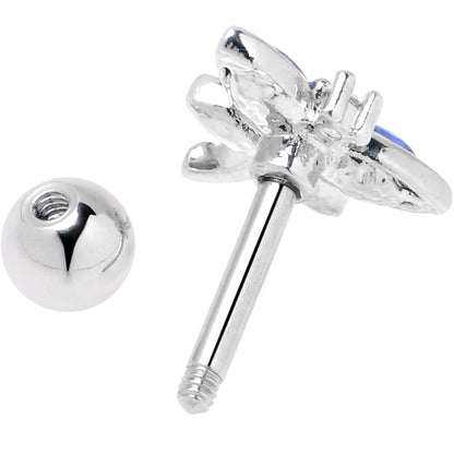16G 1/4 Blue CZ Gem Dragonfly Style Cartilage Tragus Earring