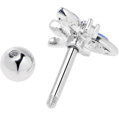 16G 1/4 Blue CZ Gem Dragonfly Style Cartilage Tragus Earring