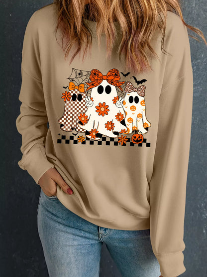 Halloween Ghost Graphic Drop Shoulder Sweatshirt