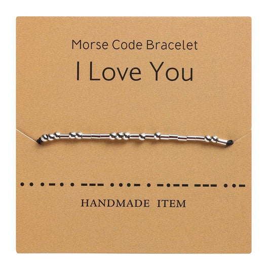 Morse Code Bracelet Silver Beads - Love U | Fashion Hut Jewelry