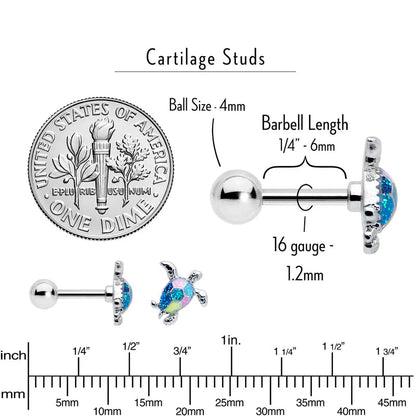 16G 1/4 Glitter Turtle Cartilage Tragus Earring