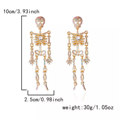 Halloween Skeleton Skull Zircon Drop Earrings