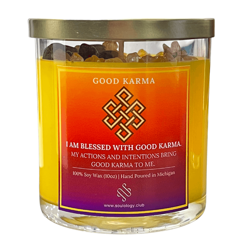 Good Karma Crystal Manifestation Candle - Karmic Cleansing
