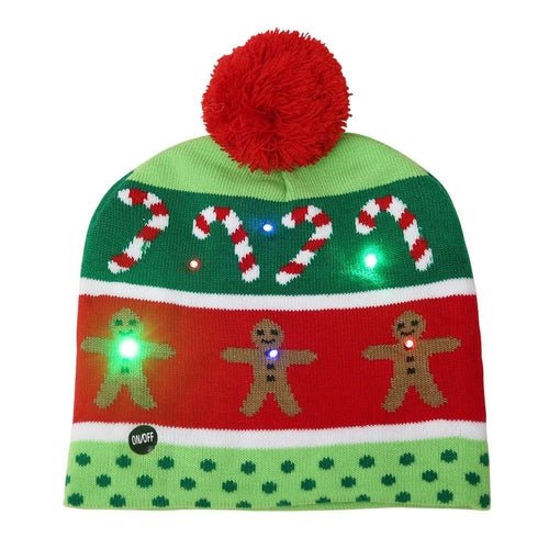 Pom Pom Party Holiday Hats With LED Lights Fashion Hut Jewelry