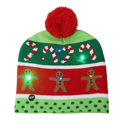 Pom Pom Party Holiday Hats With LED Lights Fashion Hut Jewelry