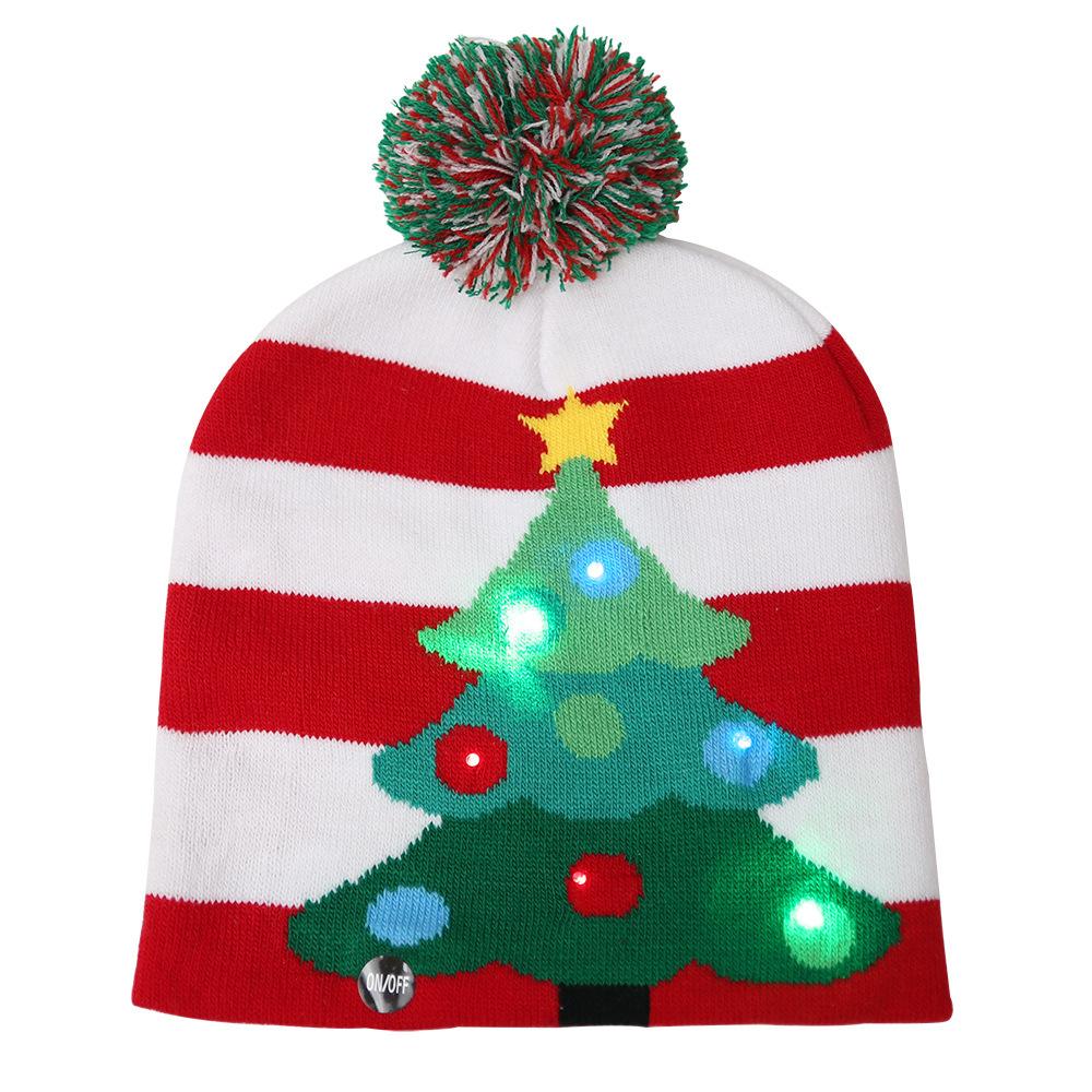 Pom Pom Party Holiday Hats With LED Lights Fashion Hut Jewelry