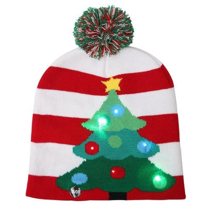 Pom Pom Party Holiday Hats With LED Lights Fashion Hut Jewelry
