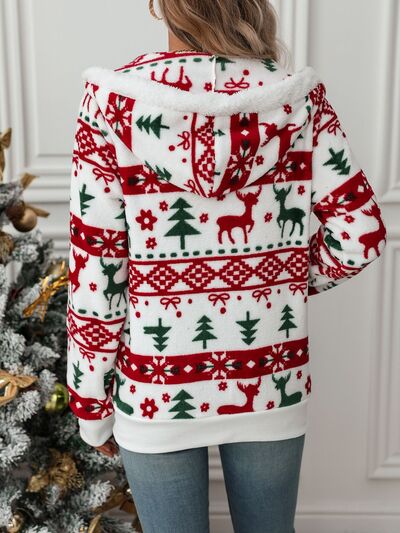 Women's Christmas Zip-Up Hoodie Jacket