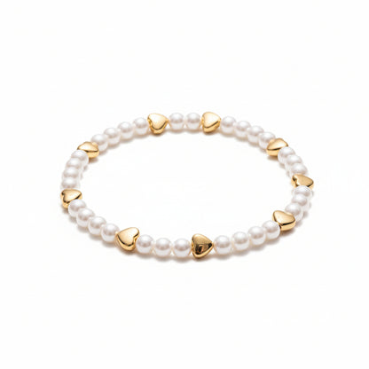 Heart and Pearl Stretch Bracelet