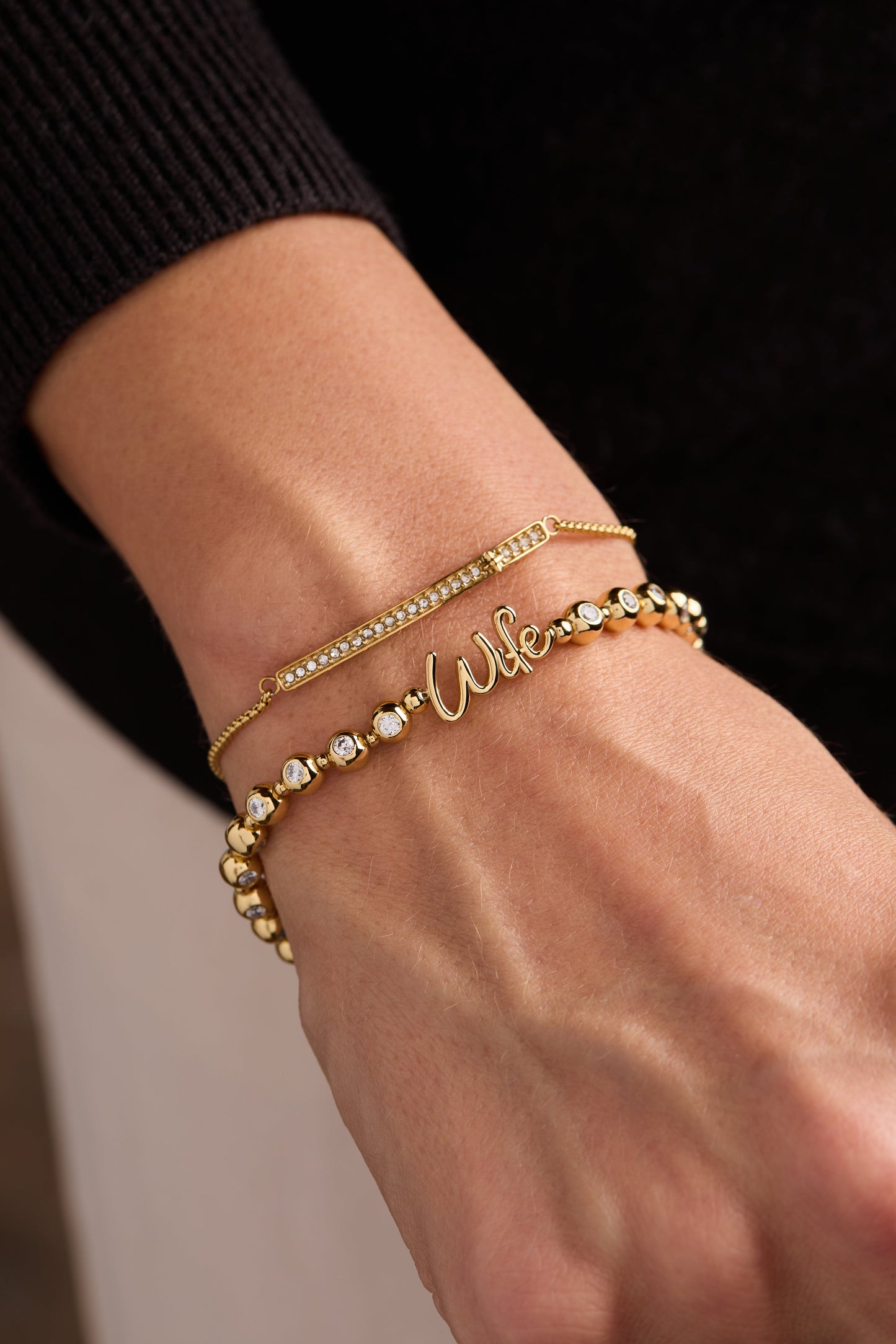 Wife Elongated Crystal Stretch Bracelet