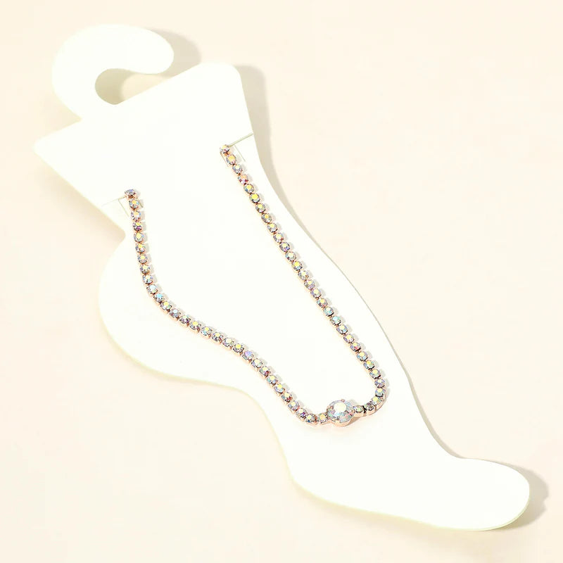 Rhinestone Cluster Evening Anklet