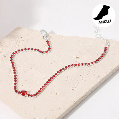 Rhinestone Cluster Evening Anklet