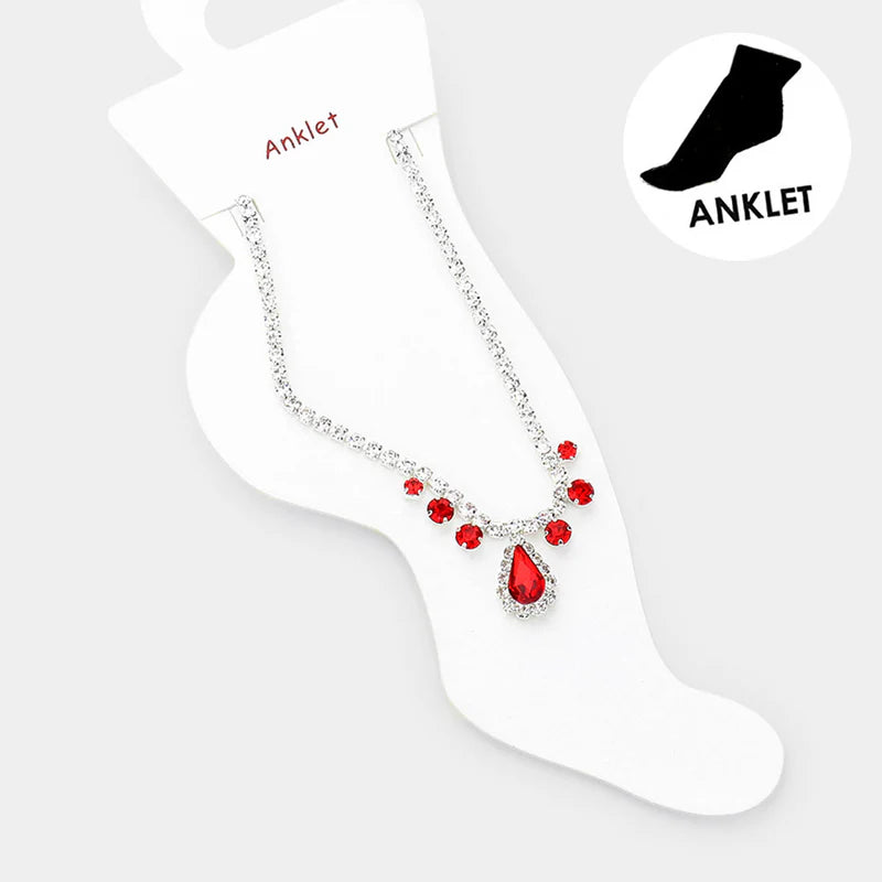 Teardrop Stone Accented Evening Anklet