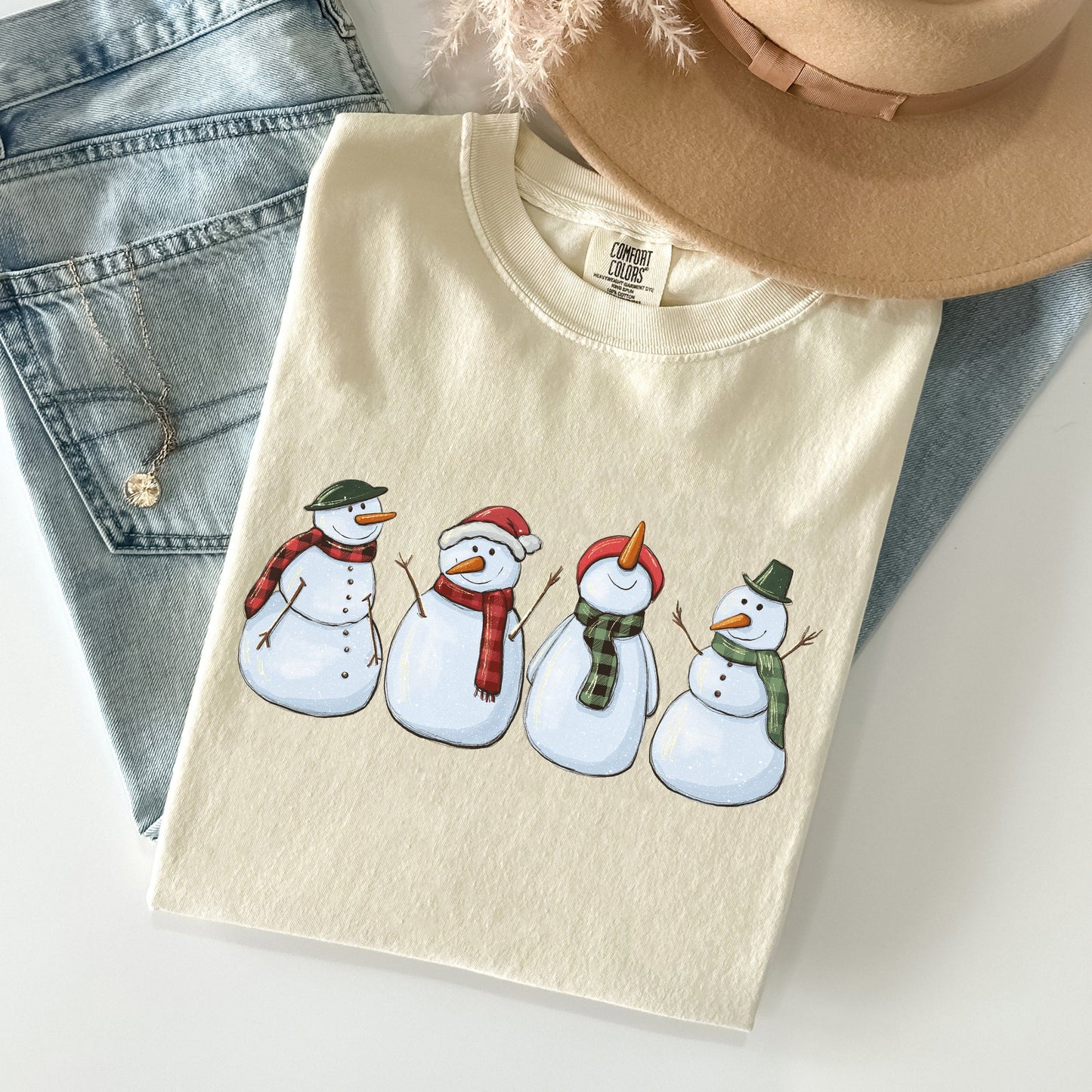 Adorable Snowman Christmas Comfort Colors Tee