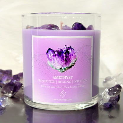 Amethyst Crystal Candle