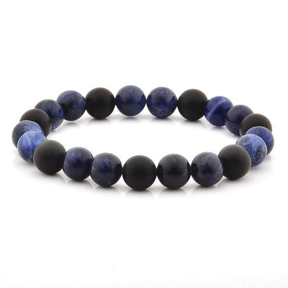 SODALITE AND MATTE ONYX STONE BEADED STRETCH BRACELET (10MM) | Fashion Hut Jewelry