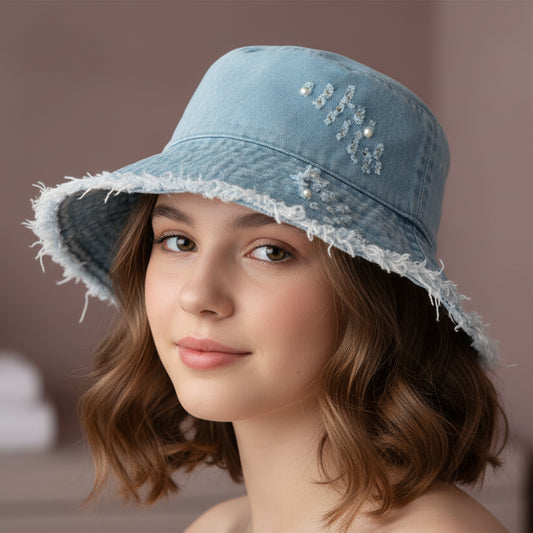 Wide Brim Frayed Bucket Hat Fashion Hut Jewelry
