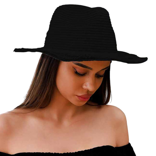 Frayed Brim Woven Fedora Sun Hat