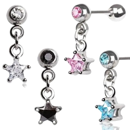 316L Surgical Steel Star Dangle Cartilage Earring | Fashion Hut Jewelry