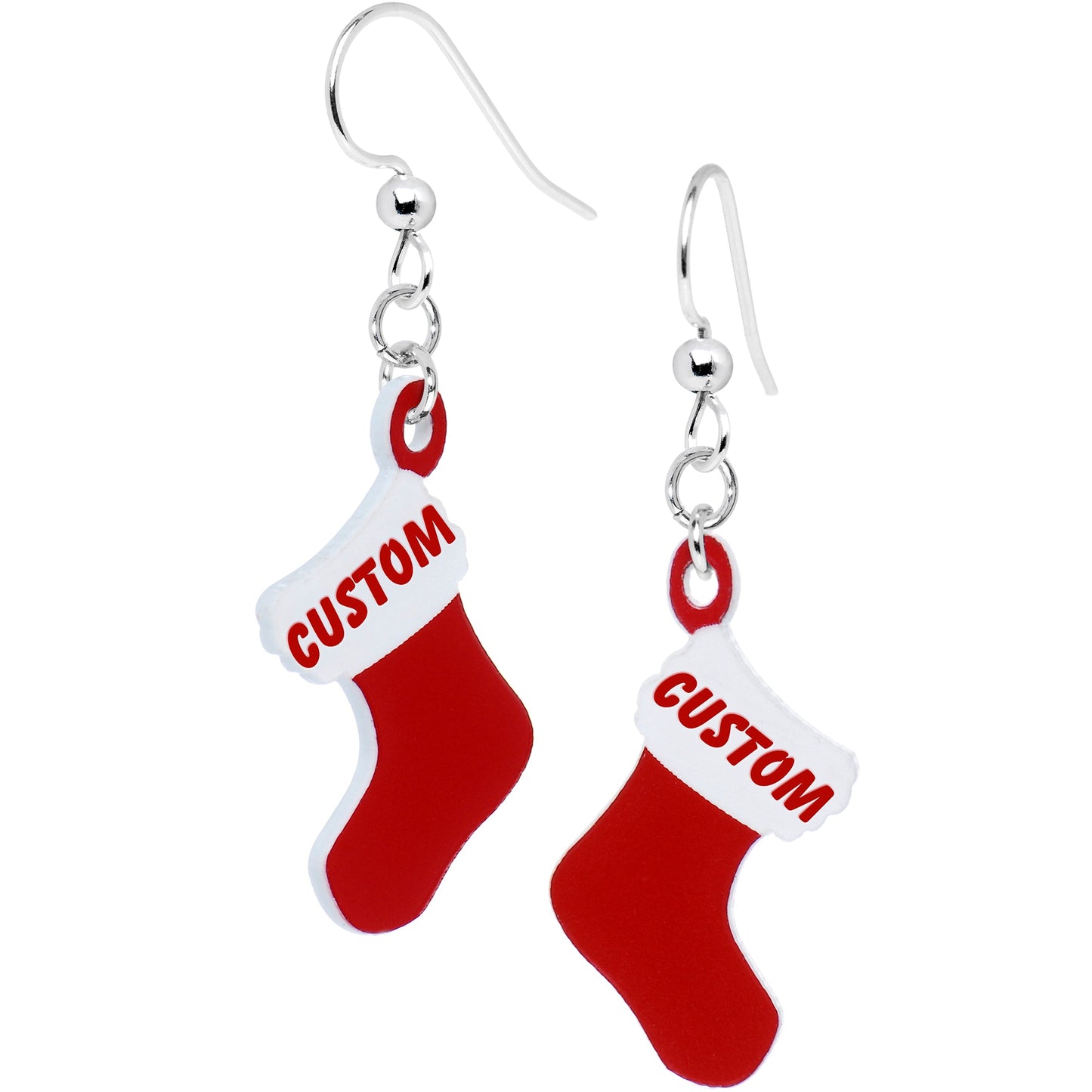 Personalized Christmas Stocking Earrings | Custom Name