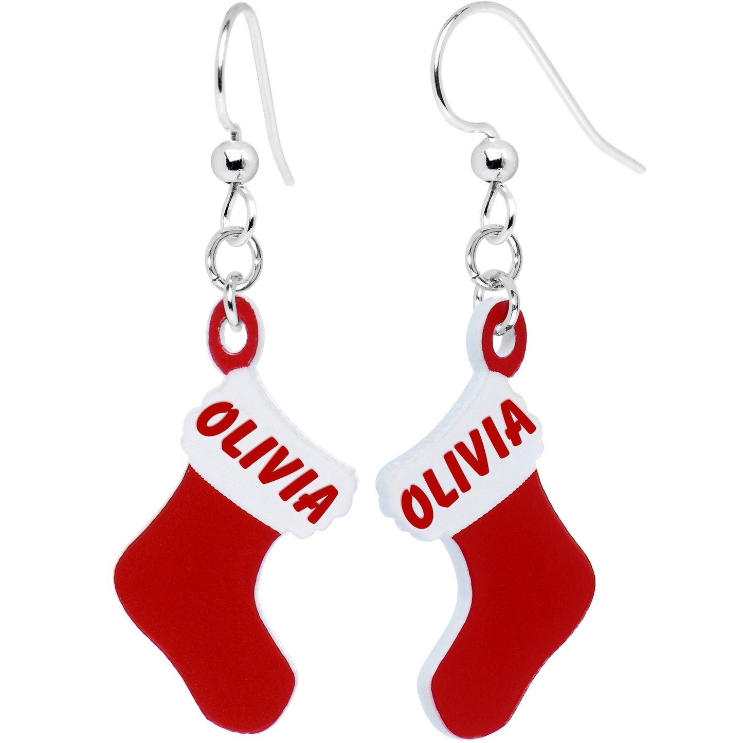 Personalized Christmas Stocking Earrings | Custom Name