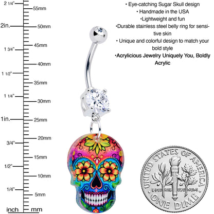Acrylicious Vibrant Vibes Sugar Skull Dangle Belly Ring