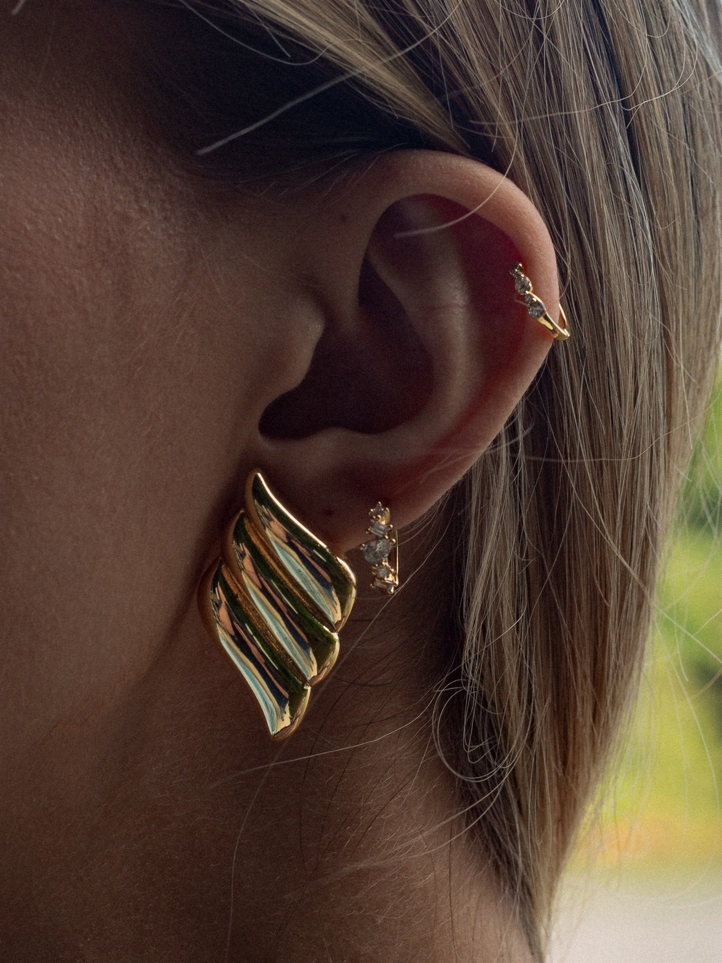 UGA Earrings - 925 Silver 14K Gold Layered Hoop Earrings