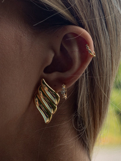 UGA Earrings - 925 Silver 14K Gold Layered Hoop Earrings