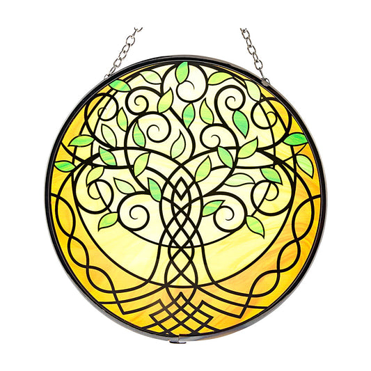 Celtic Tree of Life Glass Suncatcher - 6" Genuine Stained Glass