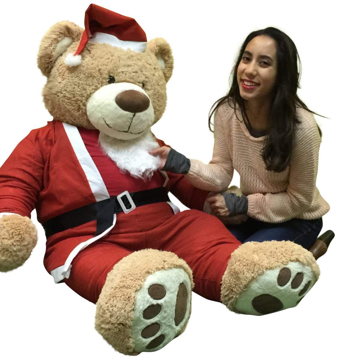 Giant Christmas Teddy Bear 60 Inch Soft, Wears Santa Claus Suit 5 Foot Fashion Hut Jewelry