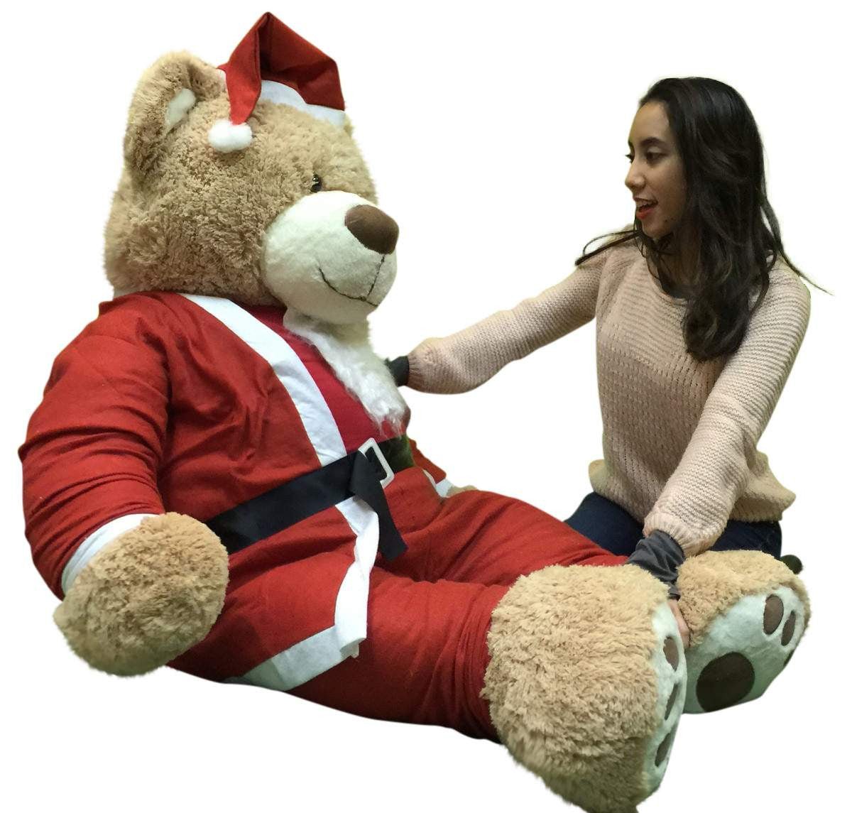 Giant Christmas Teddy Bear 60 Inch Soft, Wears Santa Claus Suit 5 Foot Fashion Hut Jewelry