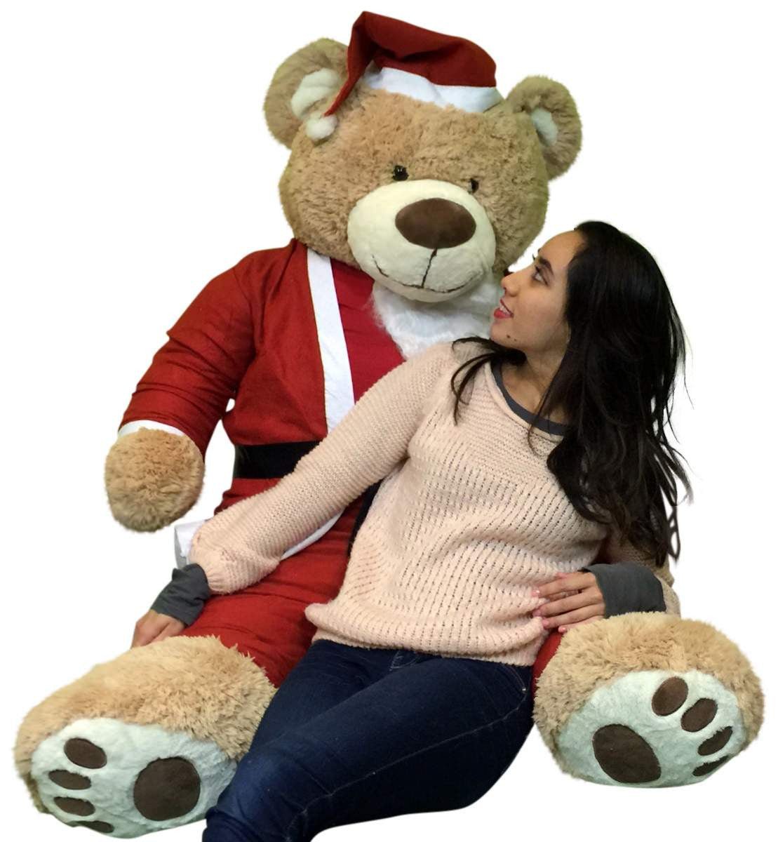 Giant Christmas Teddy Bear 60 Inch Soft, Wears Santa Claus Suit 5 Foot Fashion Hut Jewelry