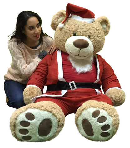 Giant Christmas Teddy Bear 60 Inch Soft, Wears Santa Claus Suit 5 Foot Fashion Hut Jewelry