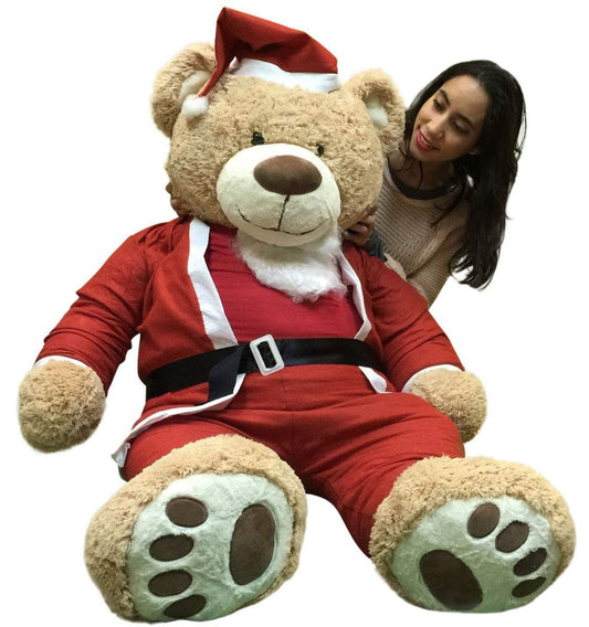 Giant Christmas Teddy Bear 60 Inch Soft, Wears Santa Claus Suit 5 Foot Fashion Hut Jewelry