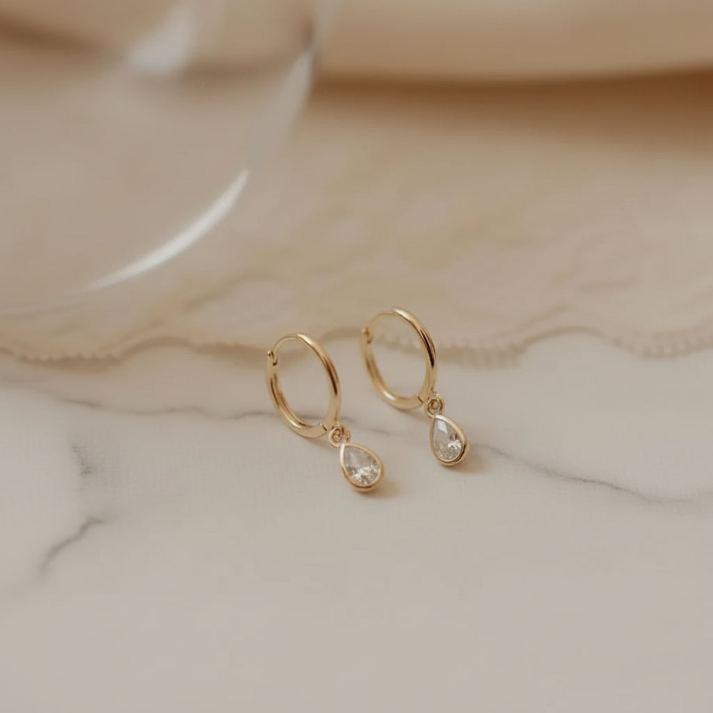 April Raindrop Dangle Hoops