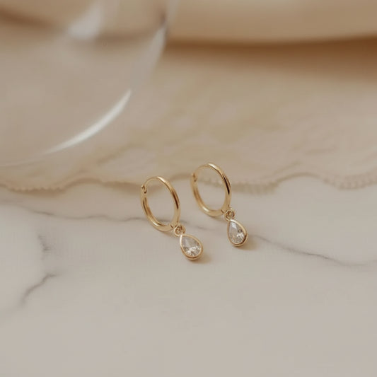 April Raindrop Dangle Hoops