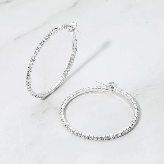 40mm Rhinestone Paved Hoop Earrings