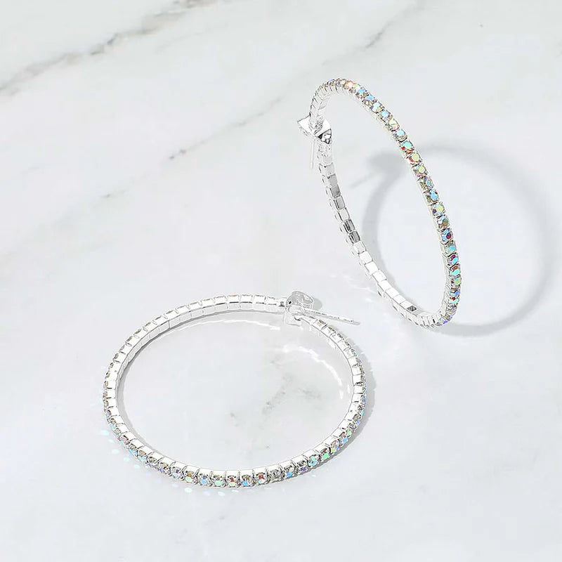 40mm Rhinestone Paved Hoop Earrings