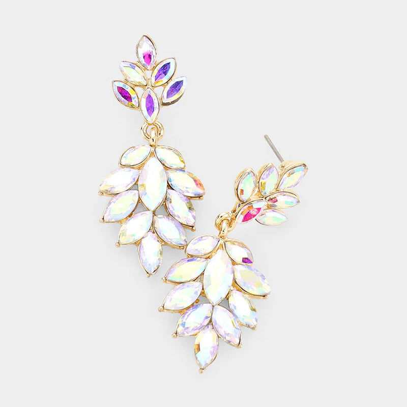 Crystal Marquise Cluster Drop Evening Earrings