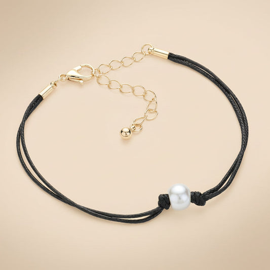 Pearl Pointed Wax Rope Bracelet
