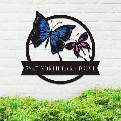Colorful Butterflies Address Sign