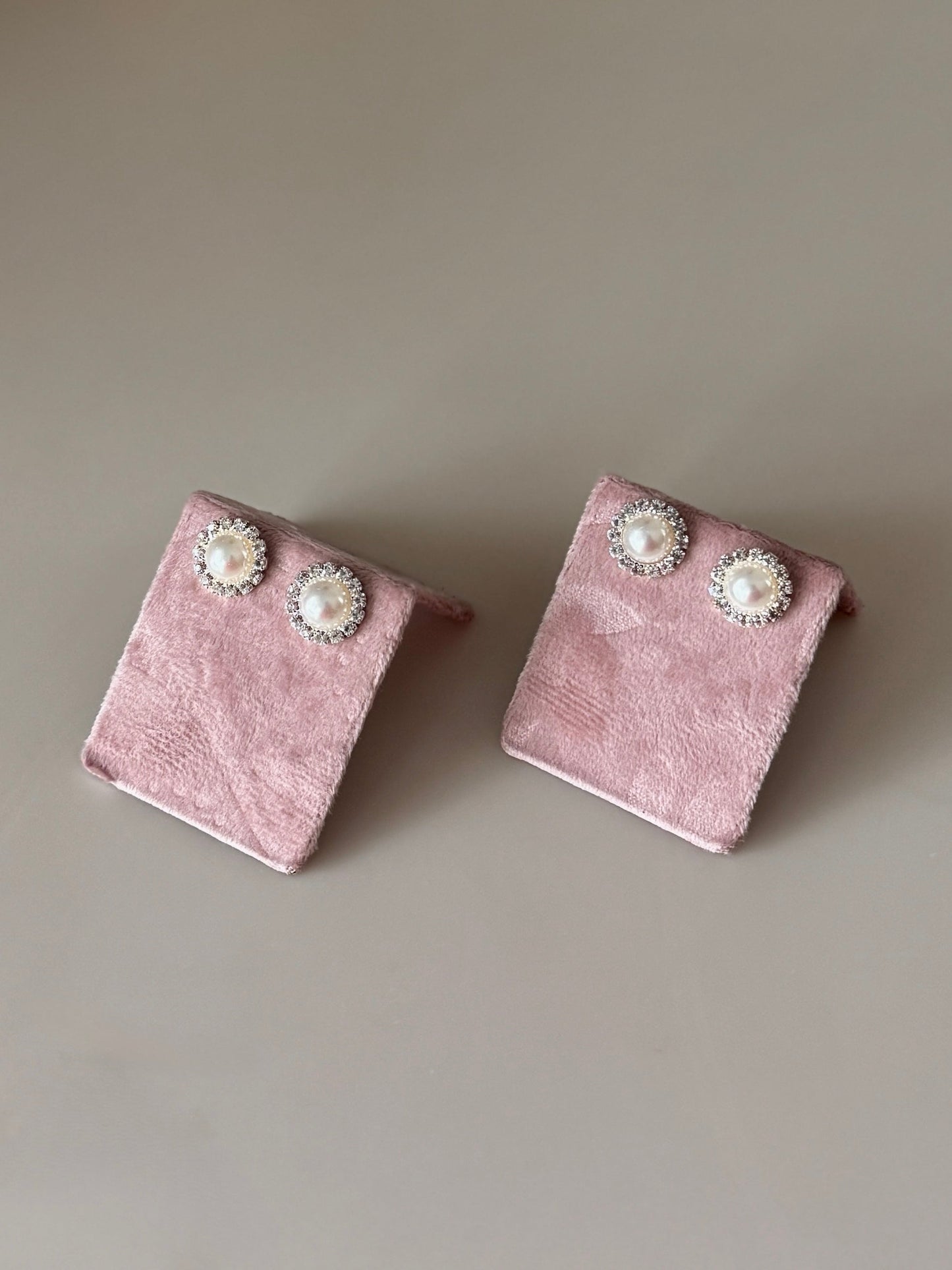 Diamond Pearl Stud Earrings ~ Cameron
