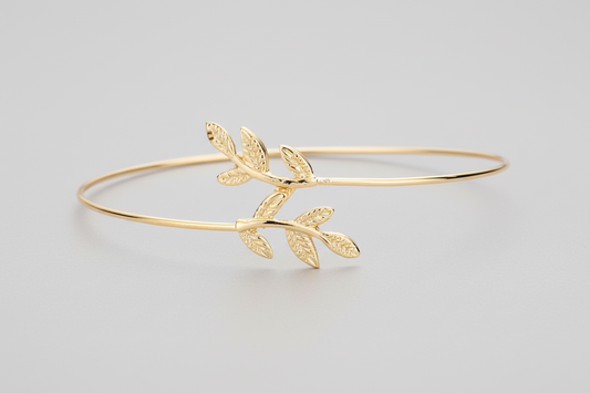 Metal Leaf Accented Cuff Bracelet